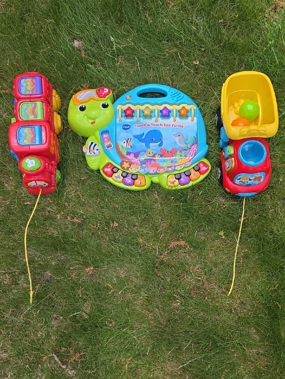Vtech Toy Bundle Touch & Teach Sea Turtle, Interactive Train & Dump Truck